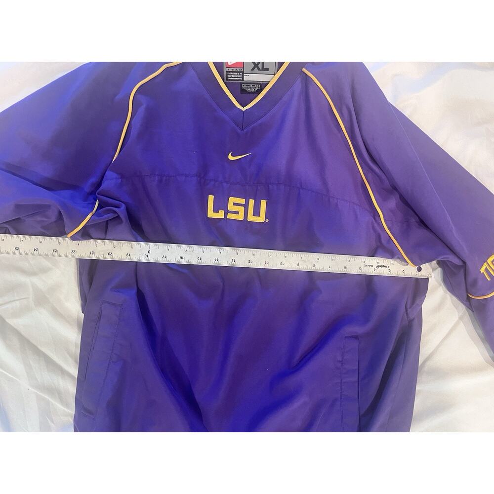 Vintage 90s/Y2K Nike Team LSU Tigers V-neck pullover windbreaker jacket XL - Picture 6 of 10